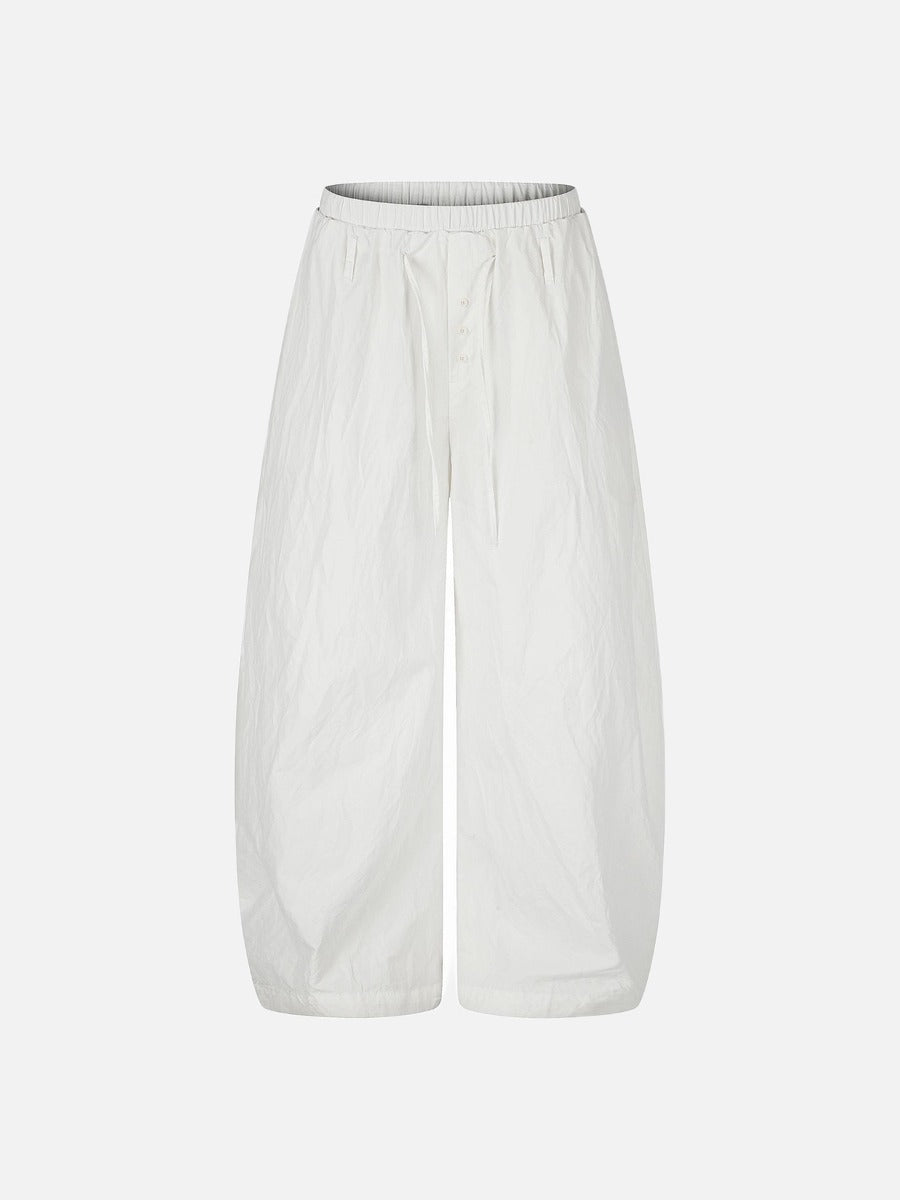 Light Blue Balloon Pants with Button Placket