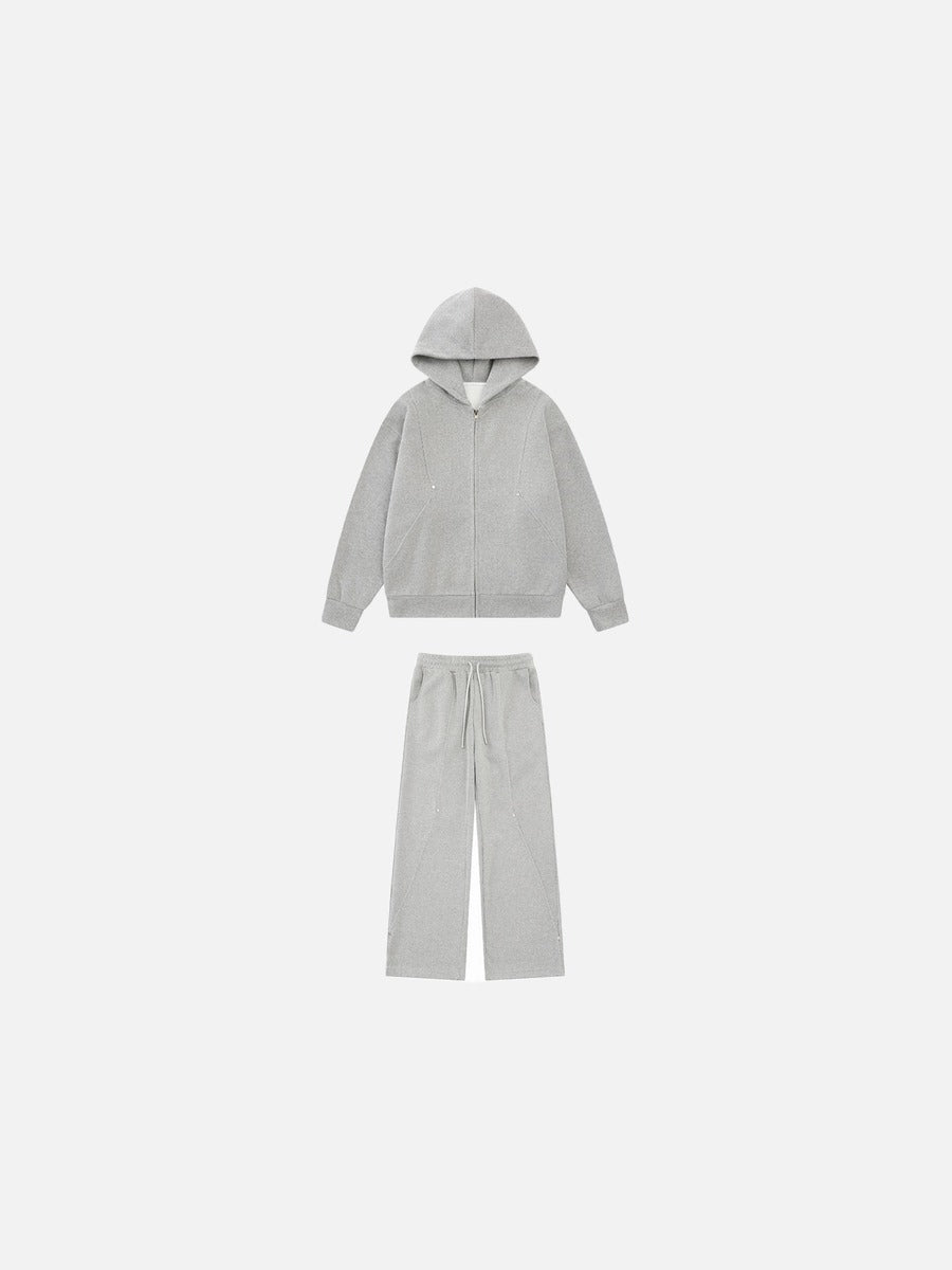 Metallic Stud-Detail Melange Tracksuit Set