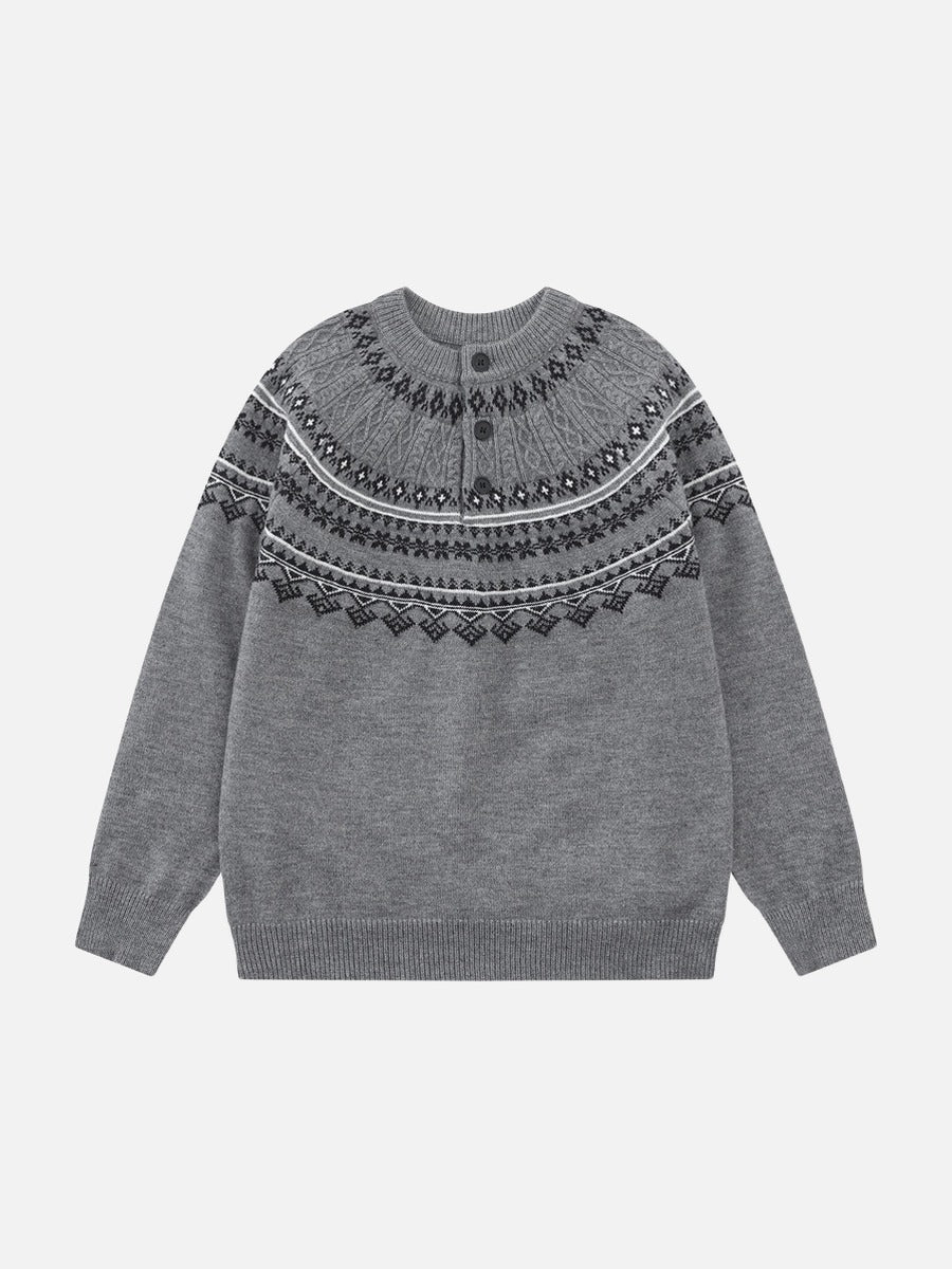 Nordic Pattern Pullover Knit Sweater