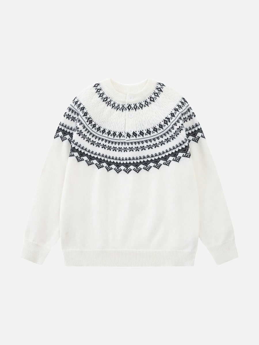 Nordic Pattern Pullover Knit Sweater