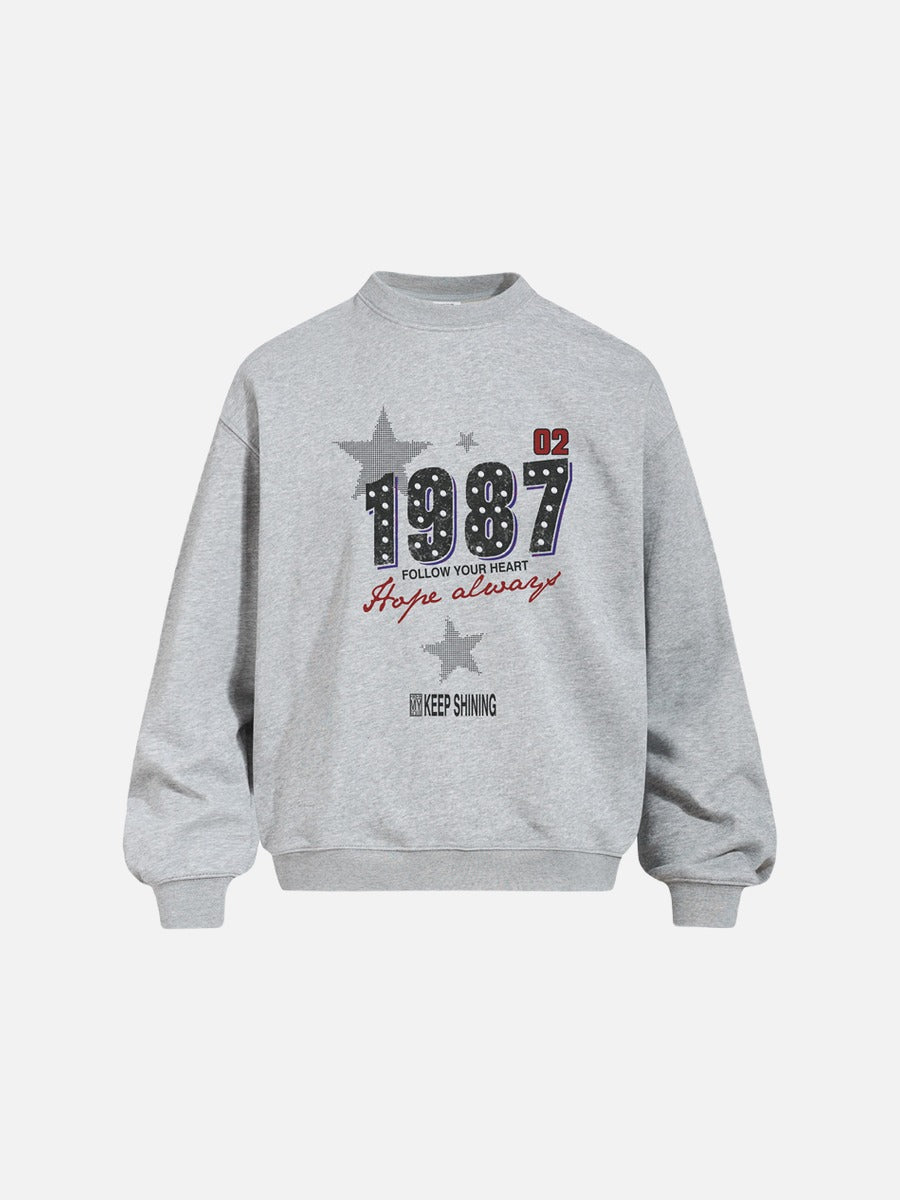 Star-Graphic Oversized Fleece Sweatshirt