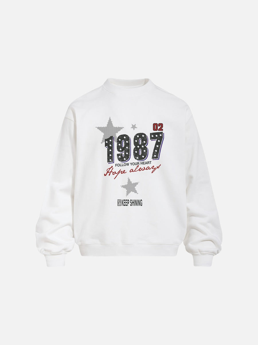 Star-Graphic Oversized Fleece Sweatshirt