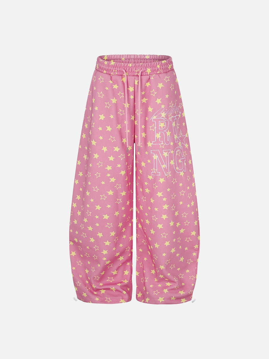 Star Wide-Leg Casual Pants