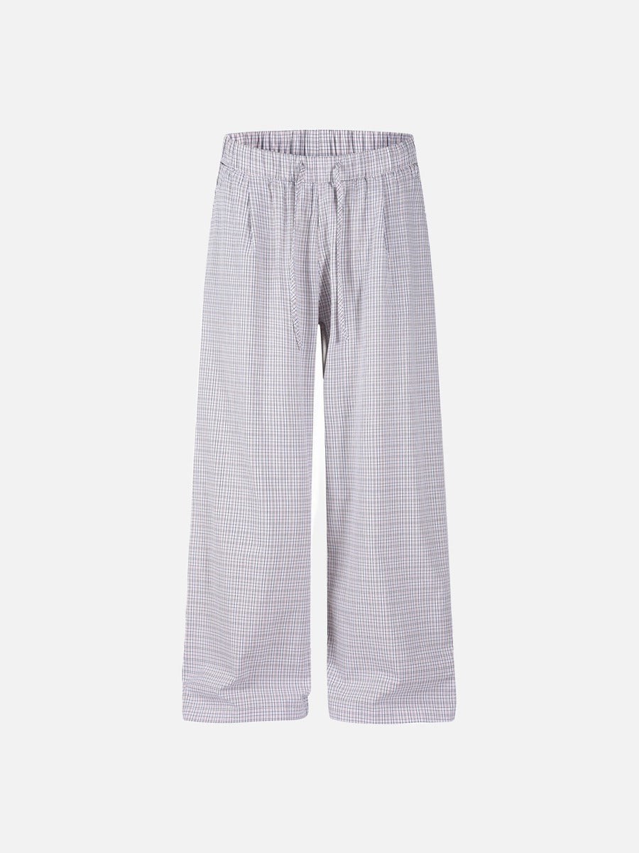 Subtle Plaid Wide-Leg Trousers
