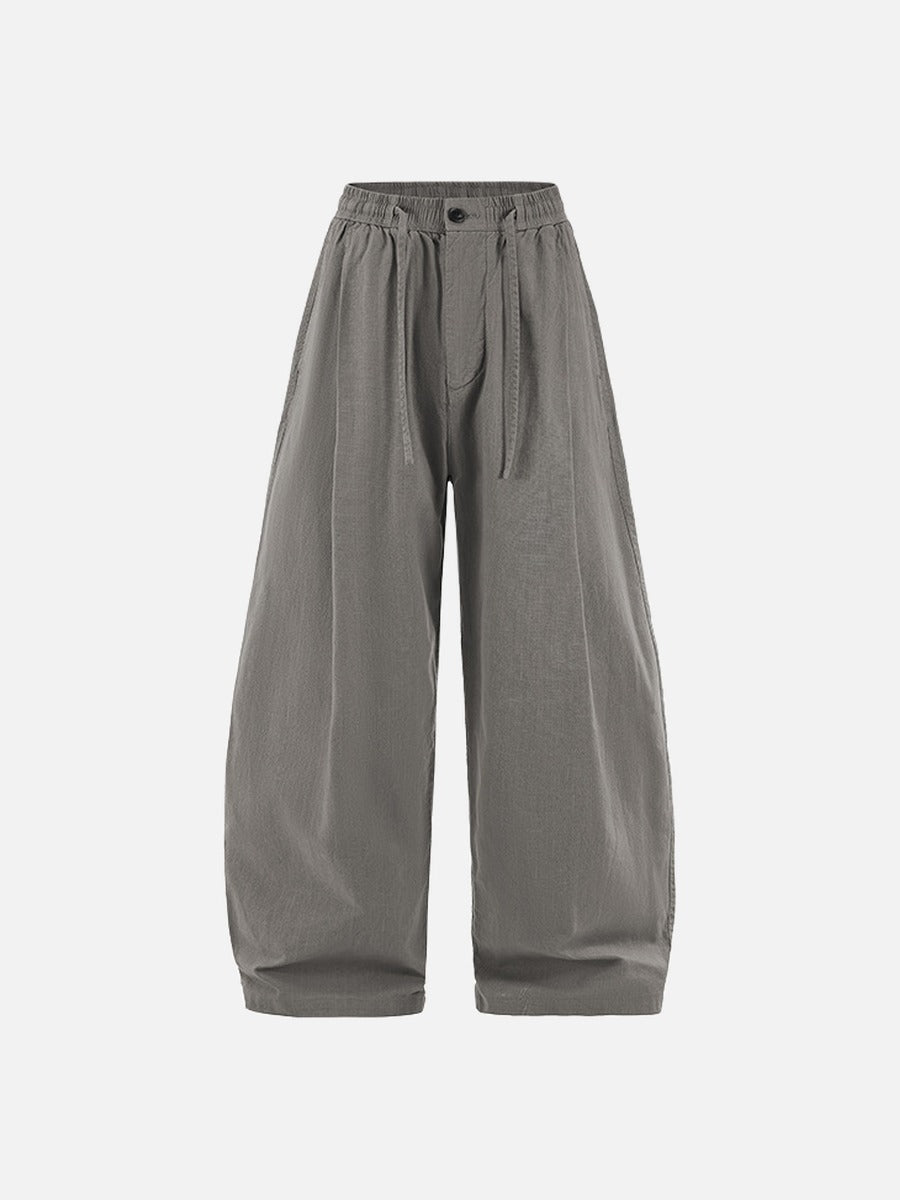 Wide-Leg Black Linen Pants