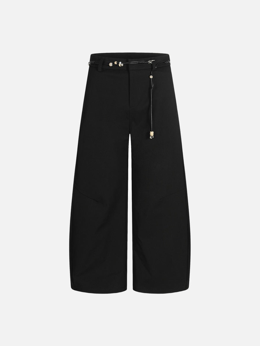 Trendy Wide-Leg Trousers with Decorative Belt