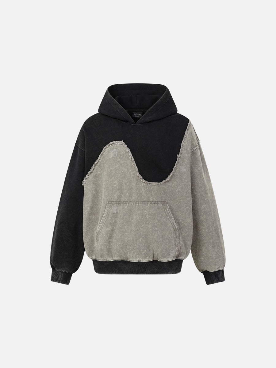 Two-Tone Acid-Wash Oversized Hoodie