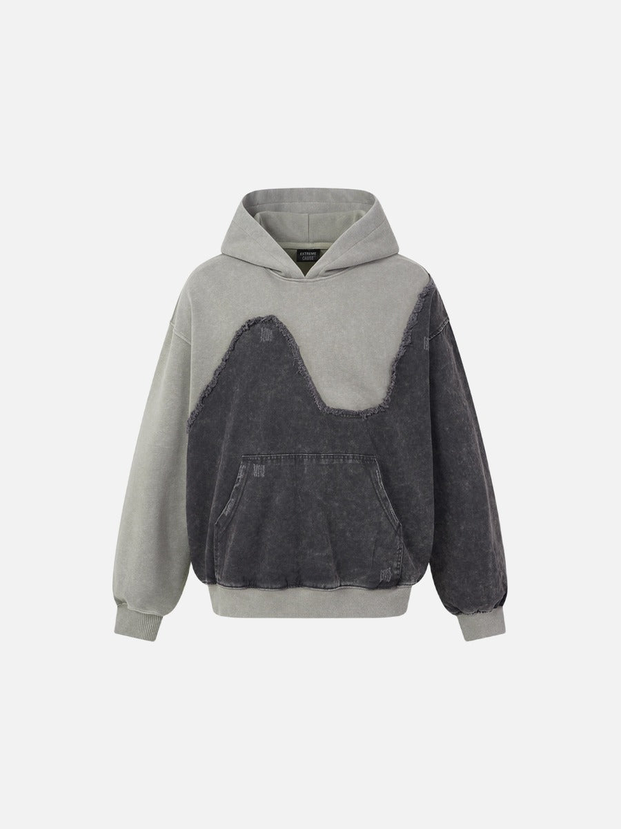 Two-Tone Acid-Wash Oversized Hoodie
