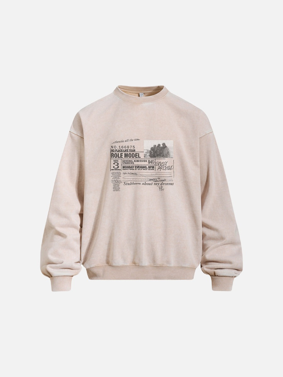 Vintage Flyer Graphic Crew Neck Sweatshirt