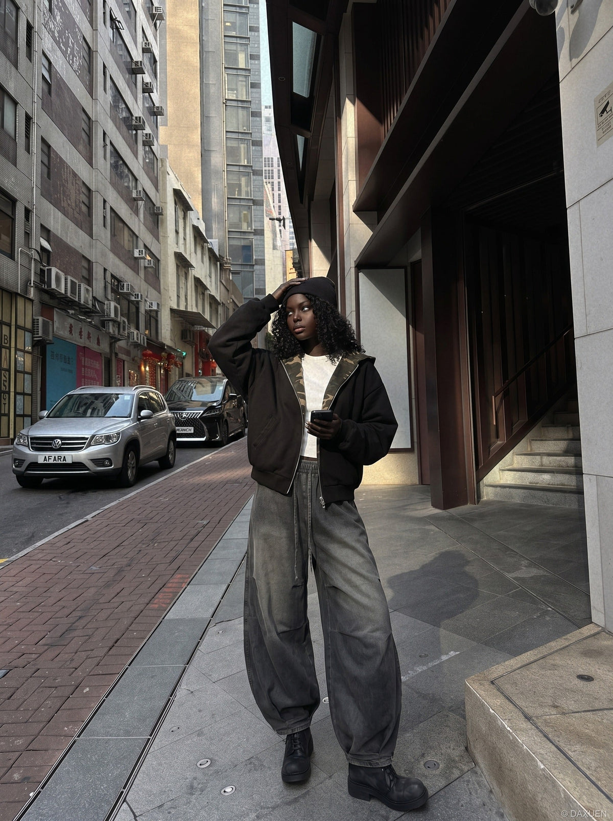 Washed Dark Grey Balloon Pants