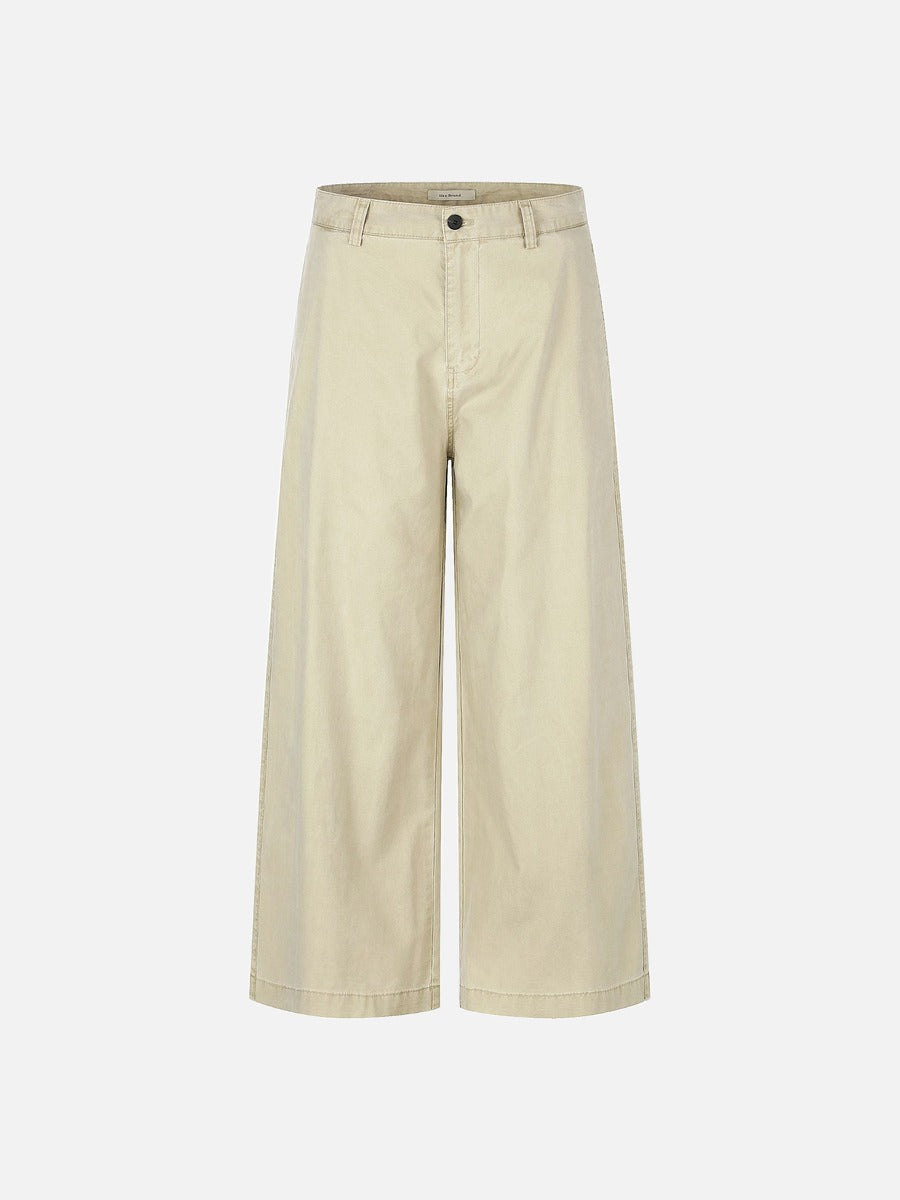 Wide-Leg Light Beige Trousers