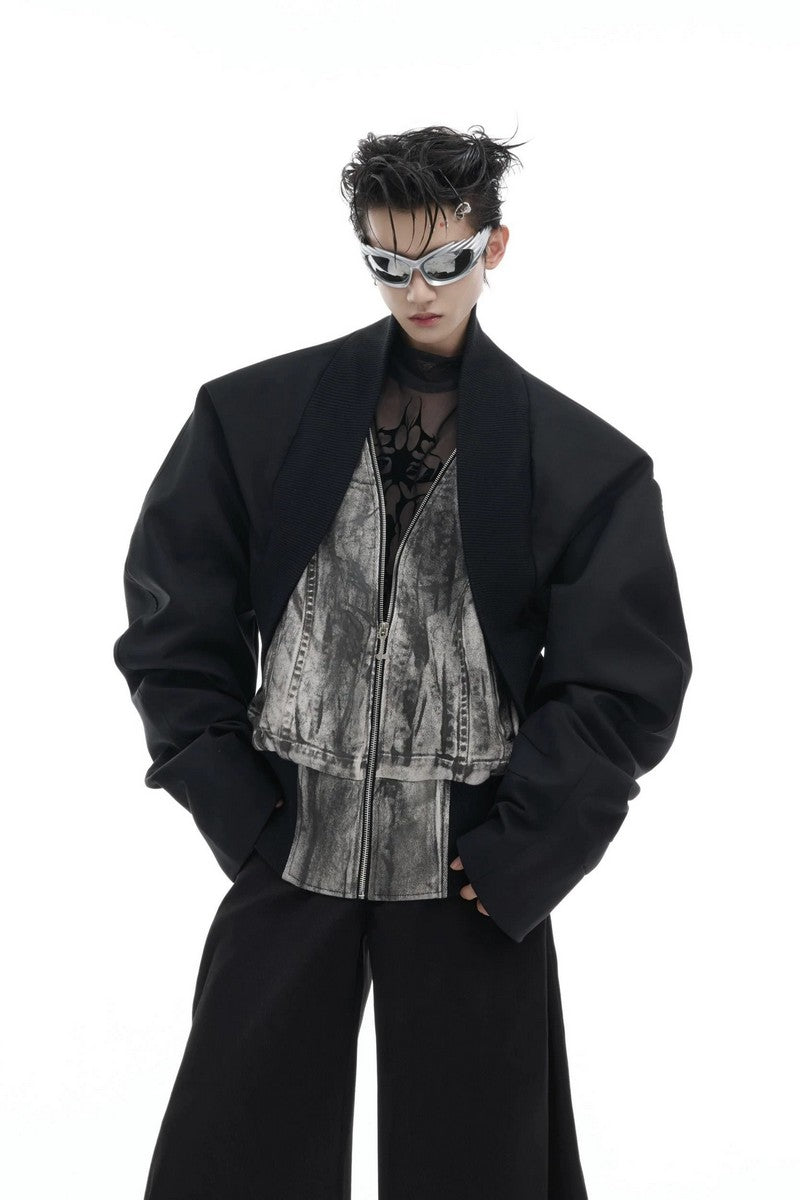 Patchwork-Jacke aus Denim im Lagen-Design
