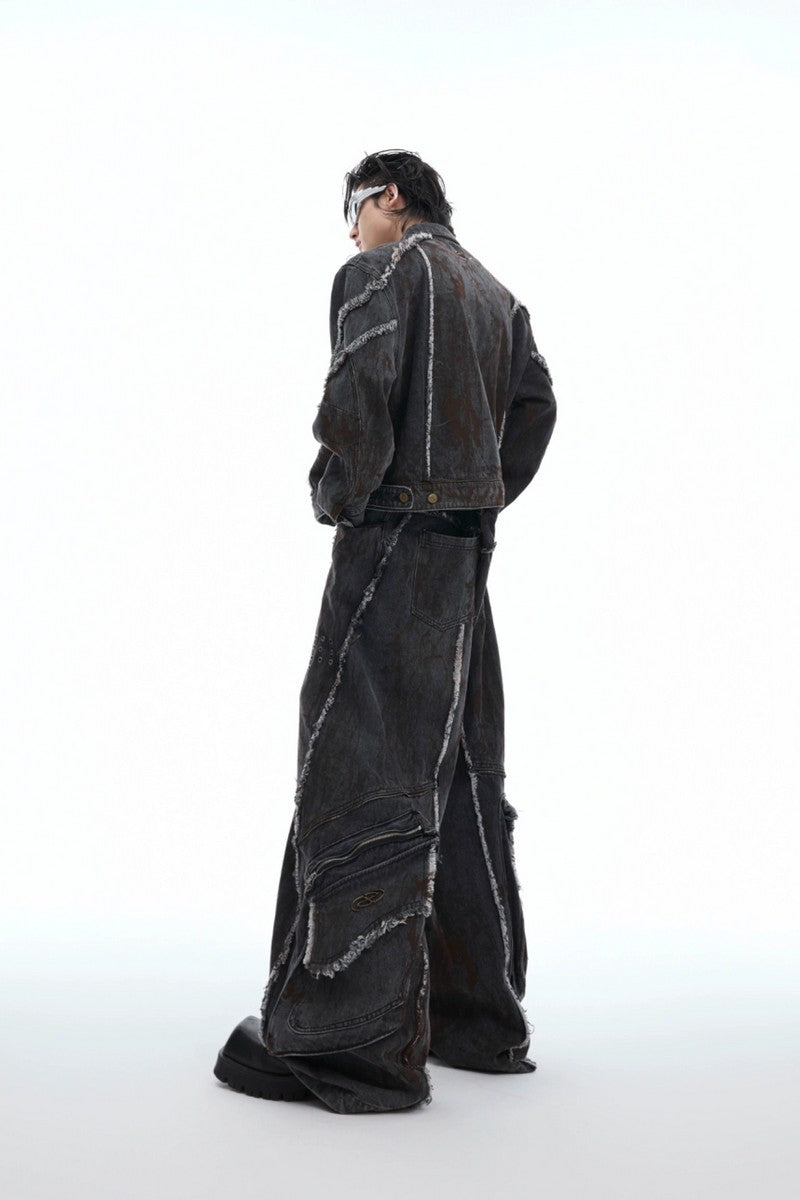 Set aus Used-Jeansjacke und Cargo-Jeans