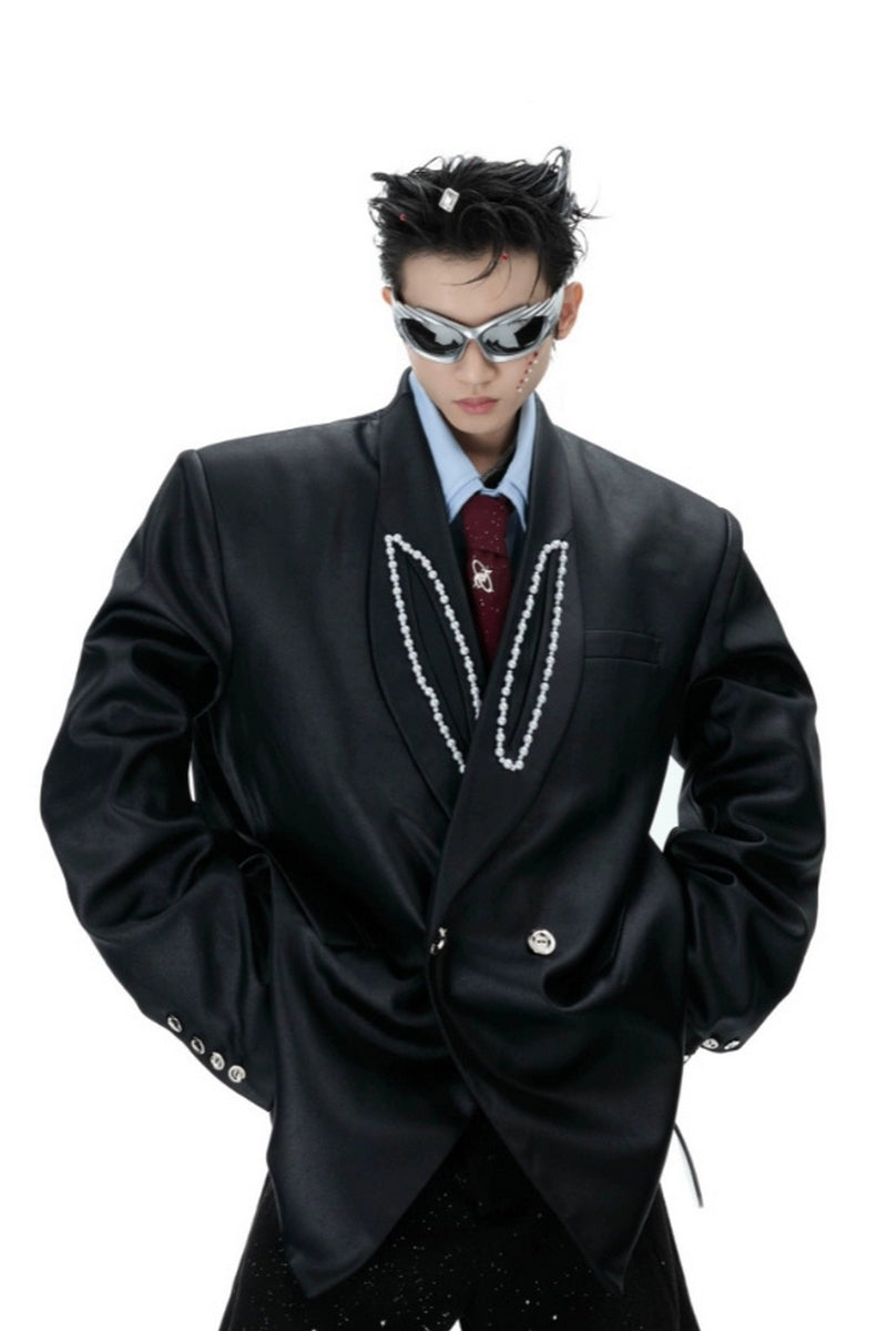 Blazer mit glänzendem Perlmutt-Akzent