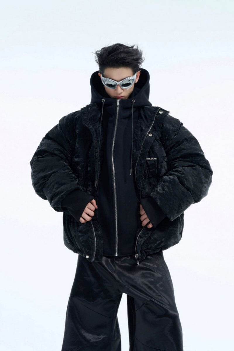 Steppjacke mit Kapuze im Lagen-Design