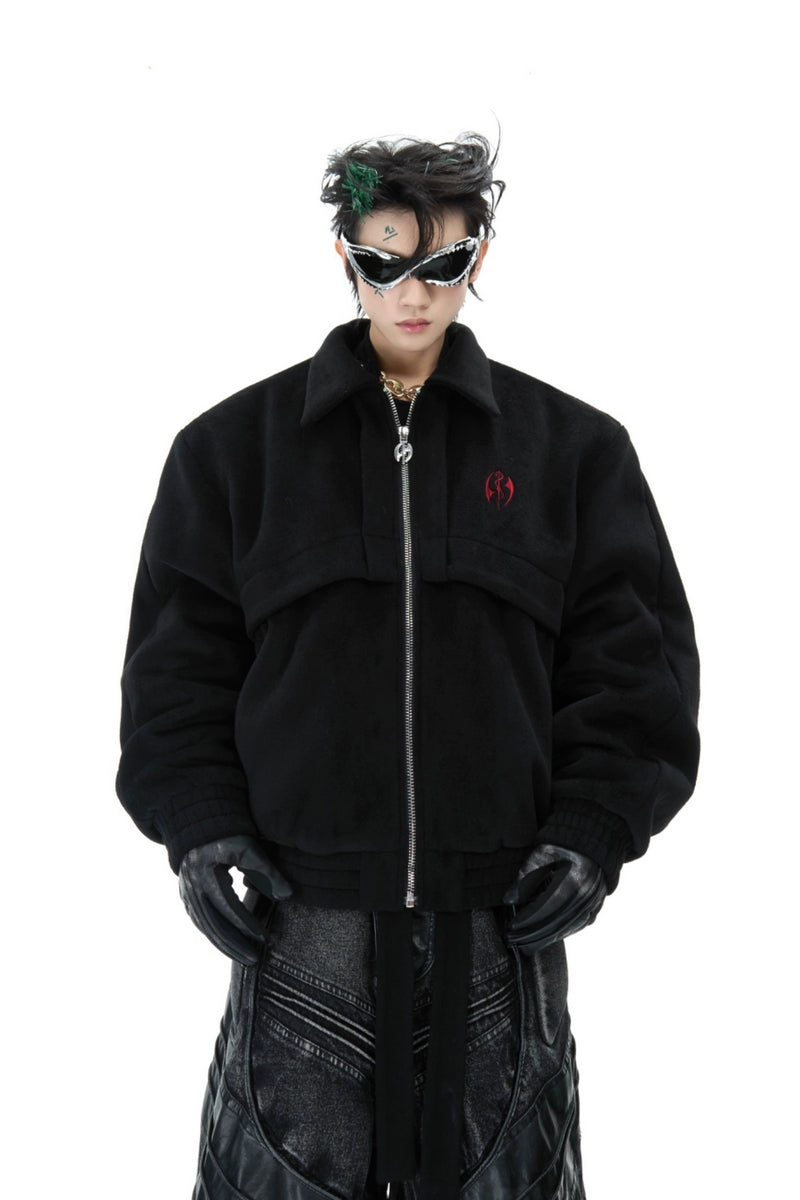 Bestickte Cleanfit-Wolljacke