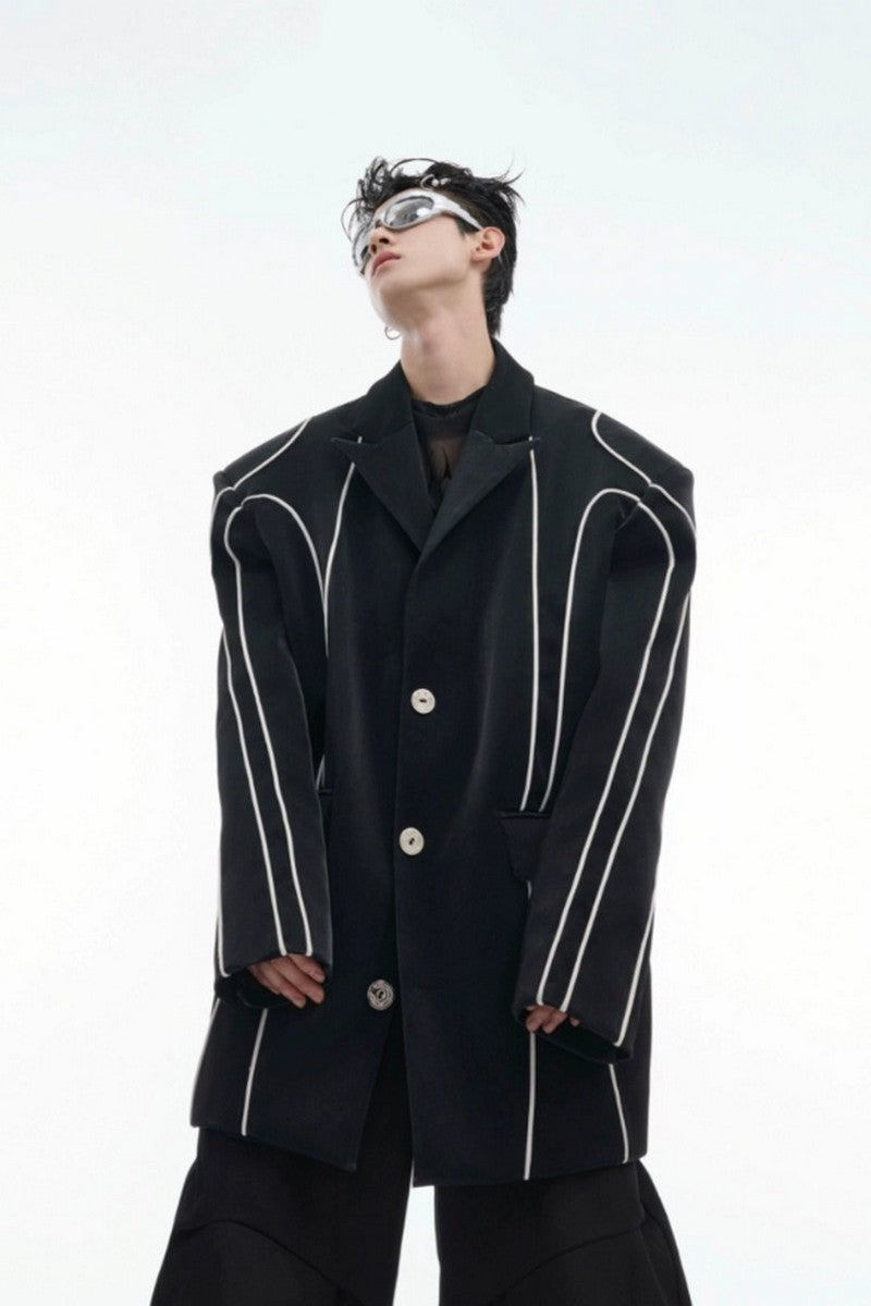 Blazer aus flüssigem Metall-PU-Leder
