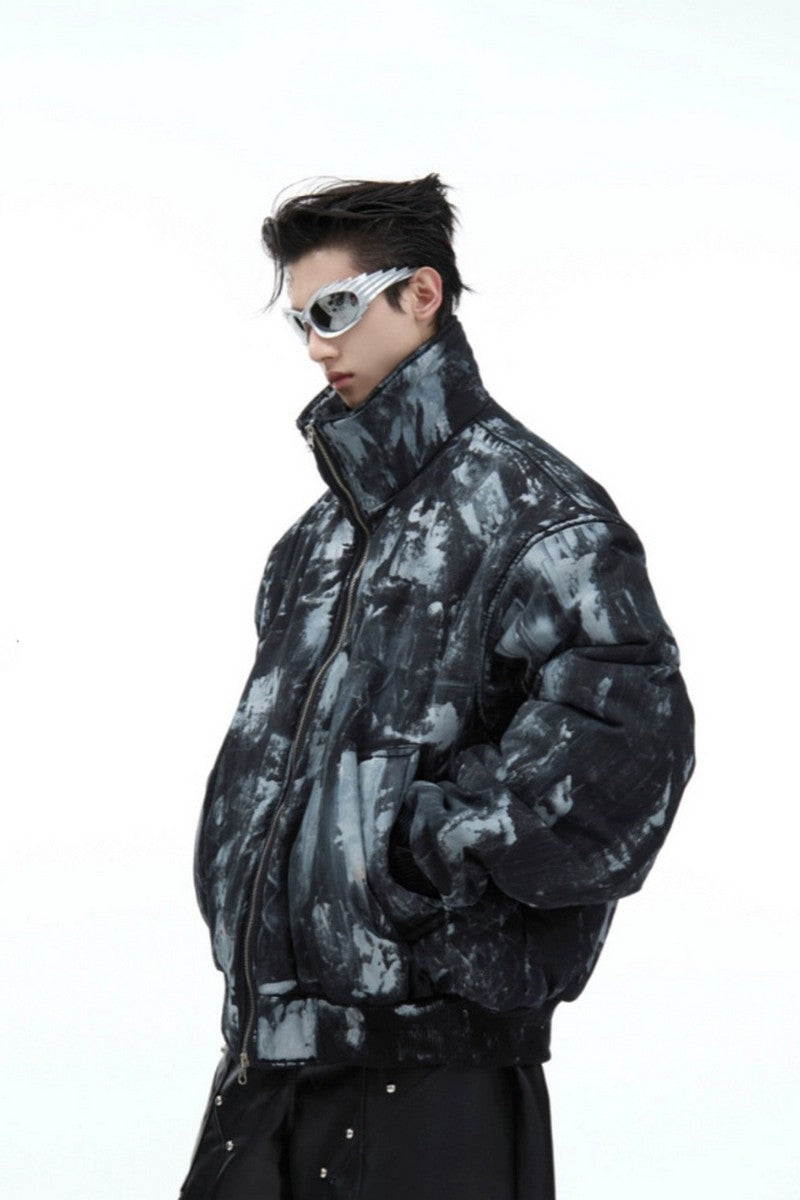 Handbemalte, dick wattierte Vintage-Jacke