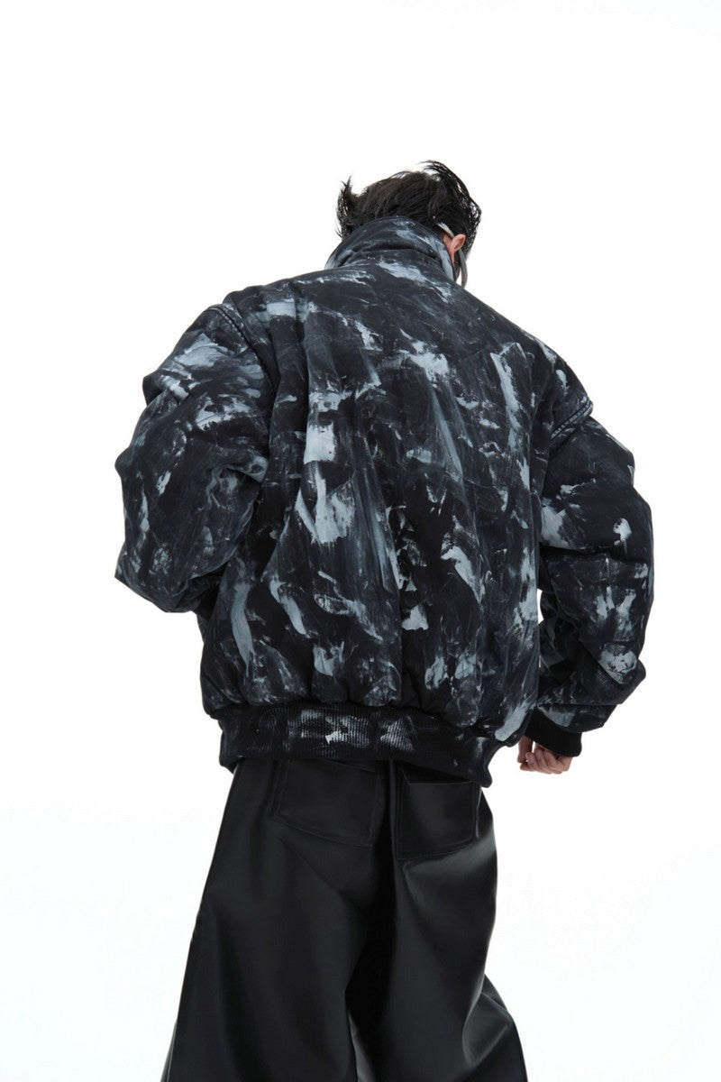 Handbemalte, dick wattierte Vintage-Jacke