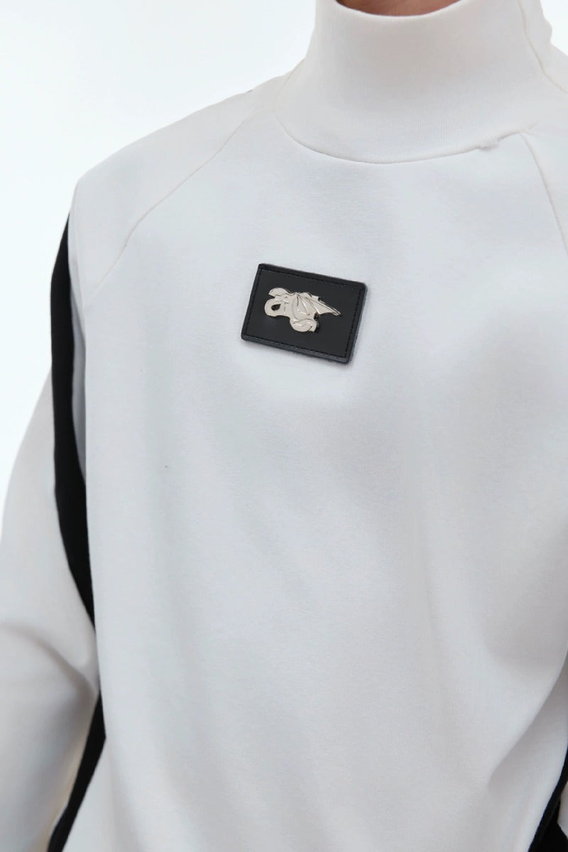 Farbblock-Rollkragenpullover, schmal geschnittene Basisschicht