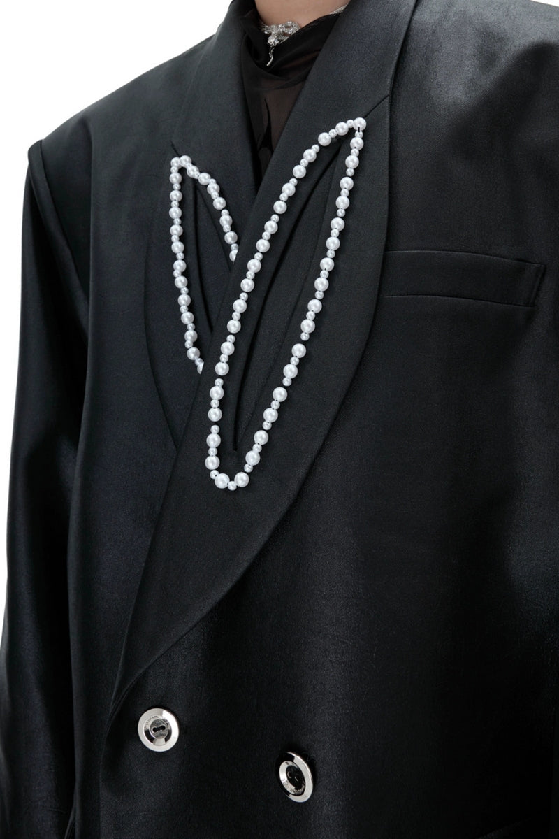 Blazer mit glänzendem Perlmutt-Akzent