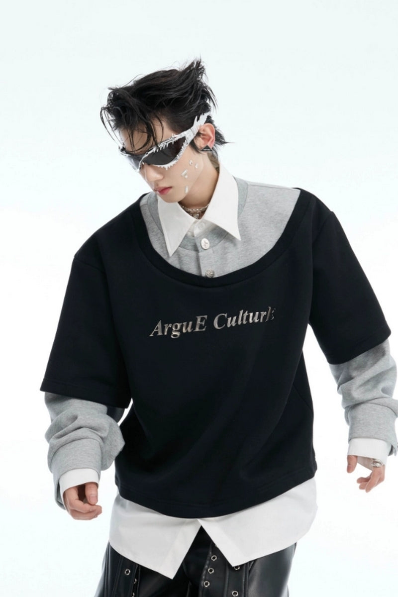 Sweatshirt im Lagenlook mit Farbblockmuster