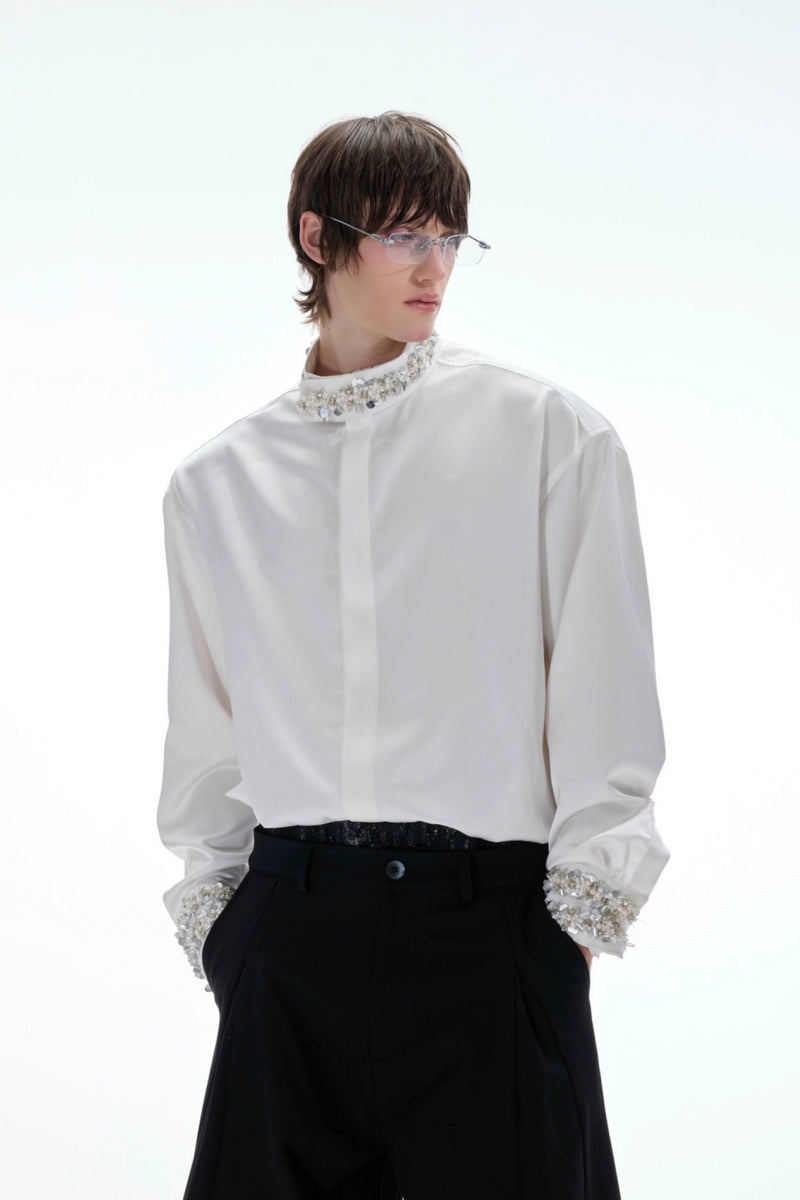 Chemise de luxe en satin et strass