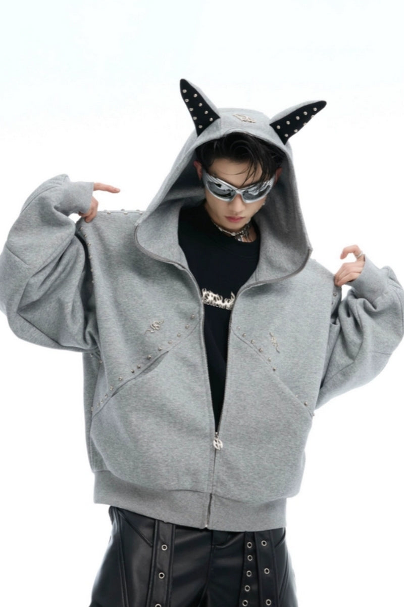 Hoodie mit Hundeohren-Nieten