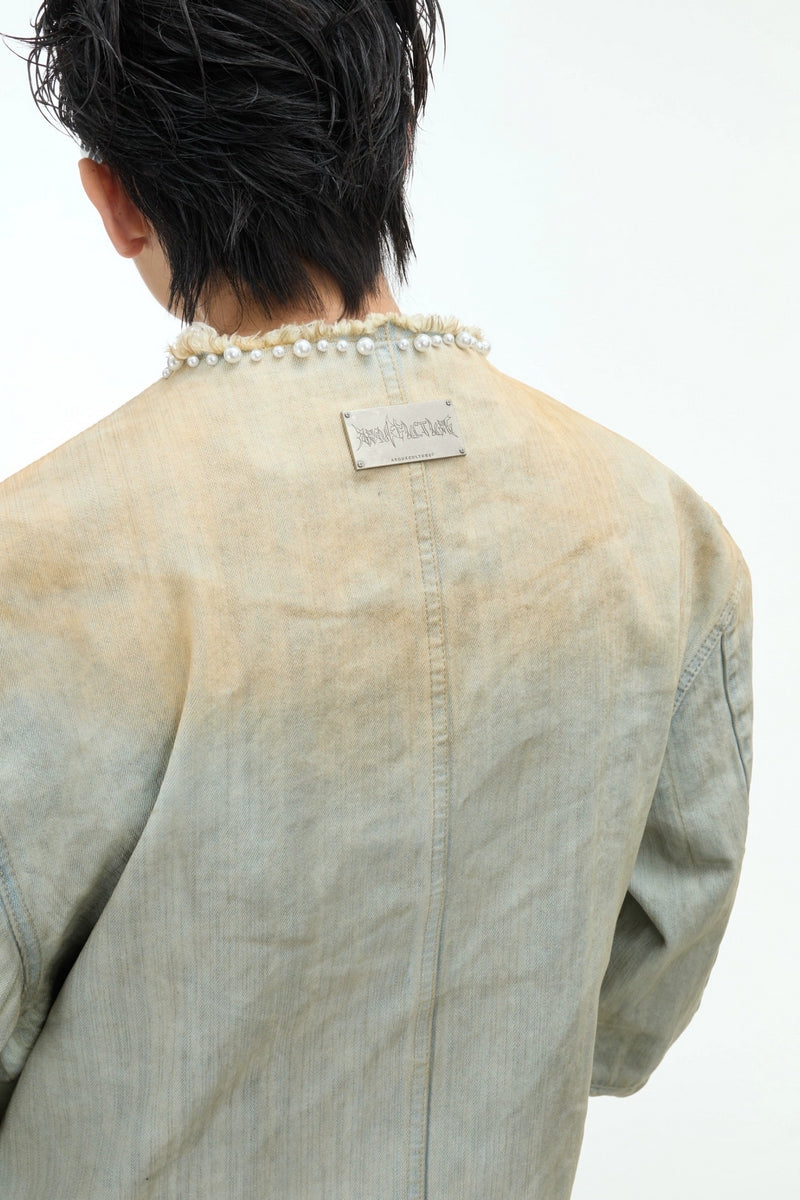 Veste en jean à accents nacrés