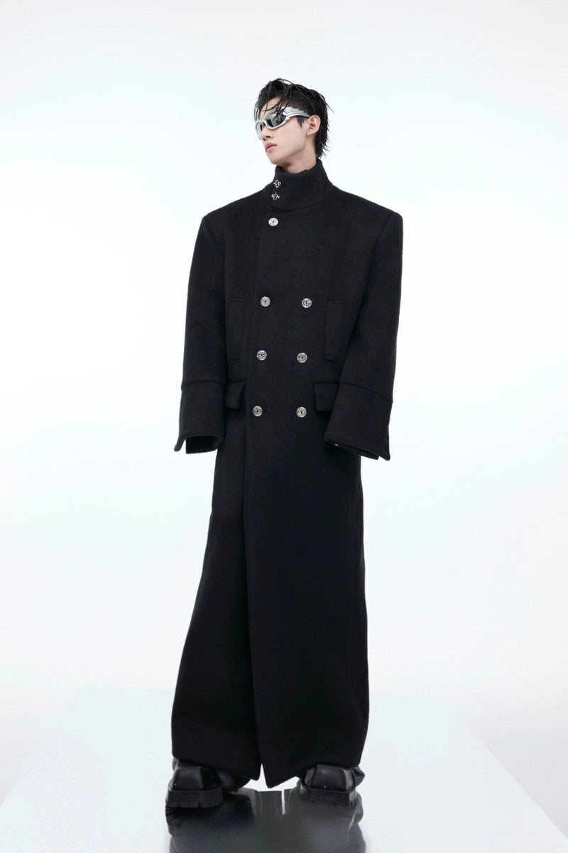 Manteau oversize en laine avec fermeture métallique