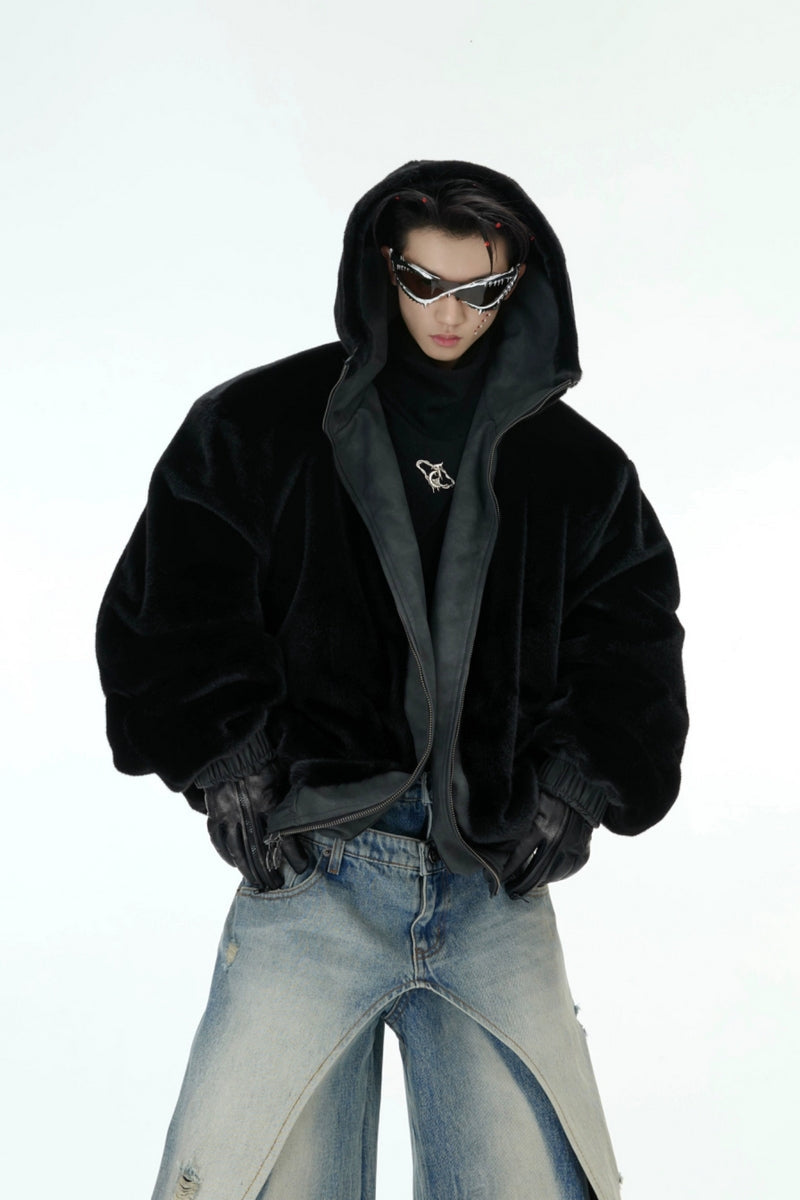 Veste à capuche réversible à effet vieilli