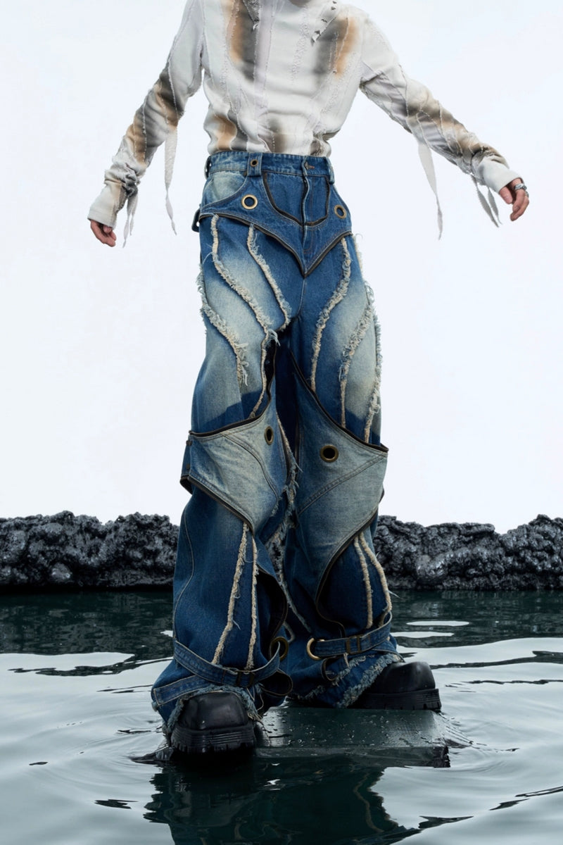 Jeans mit Lagenlook und Used-Look