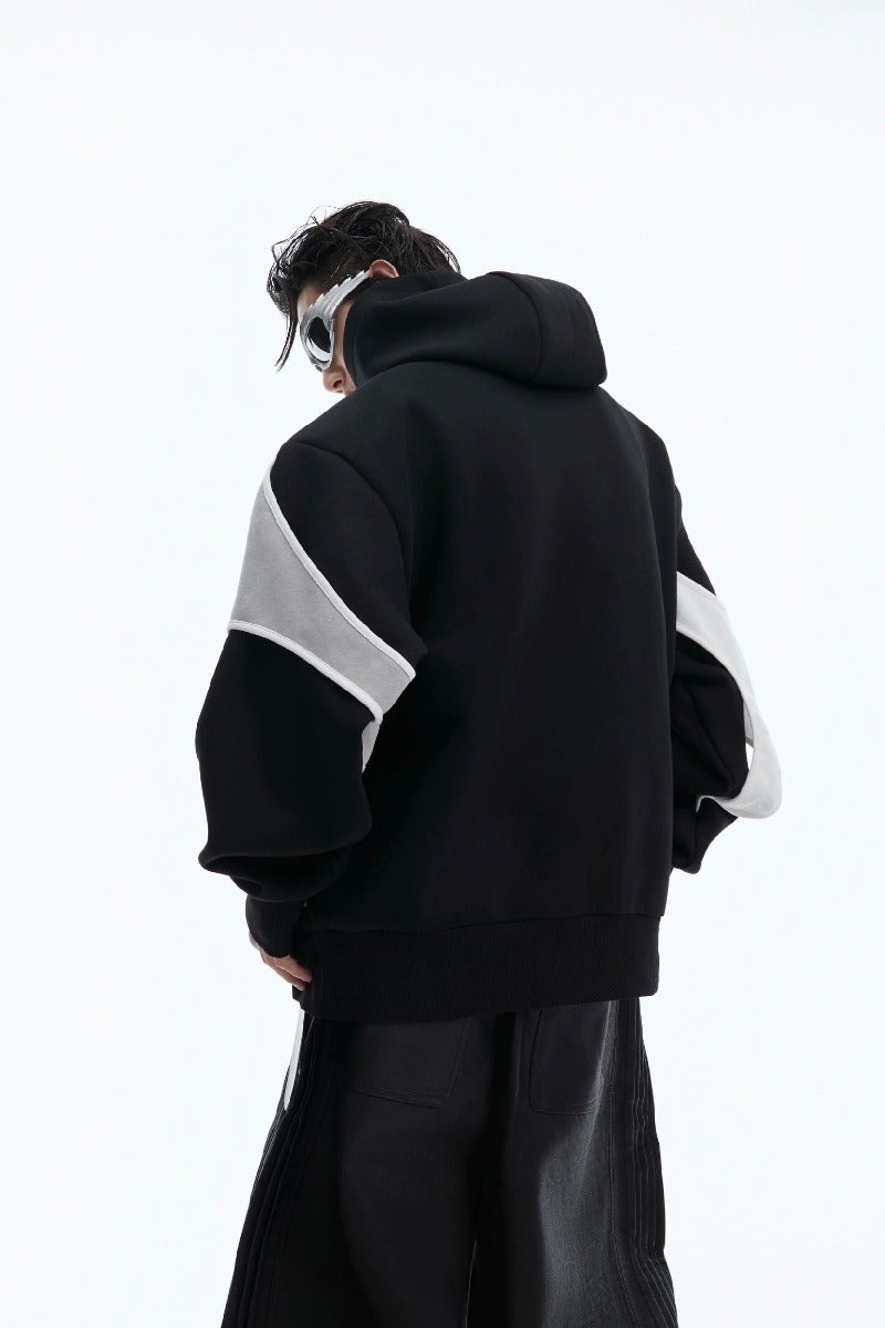 Lagenlook-Kapuzenpullover mit Farbblockmuster und Trägern