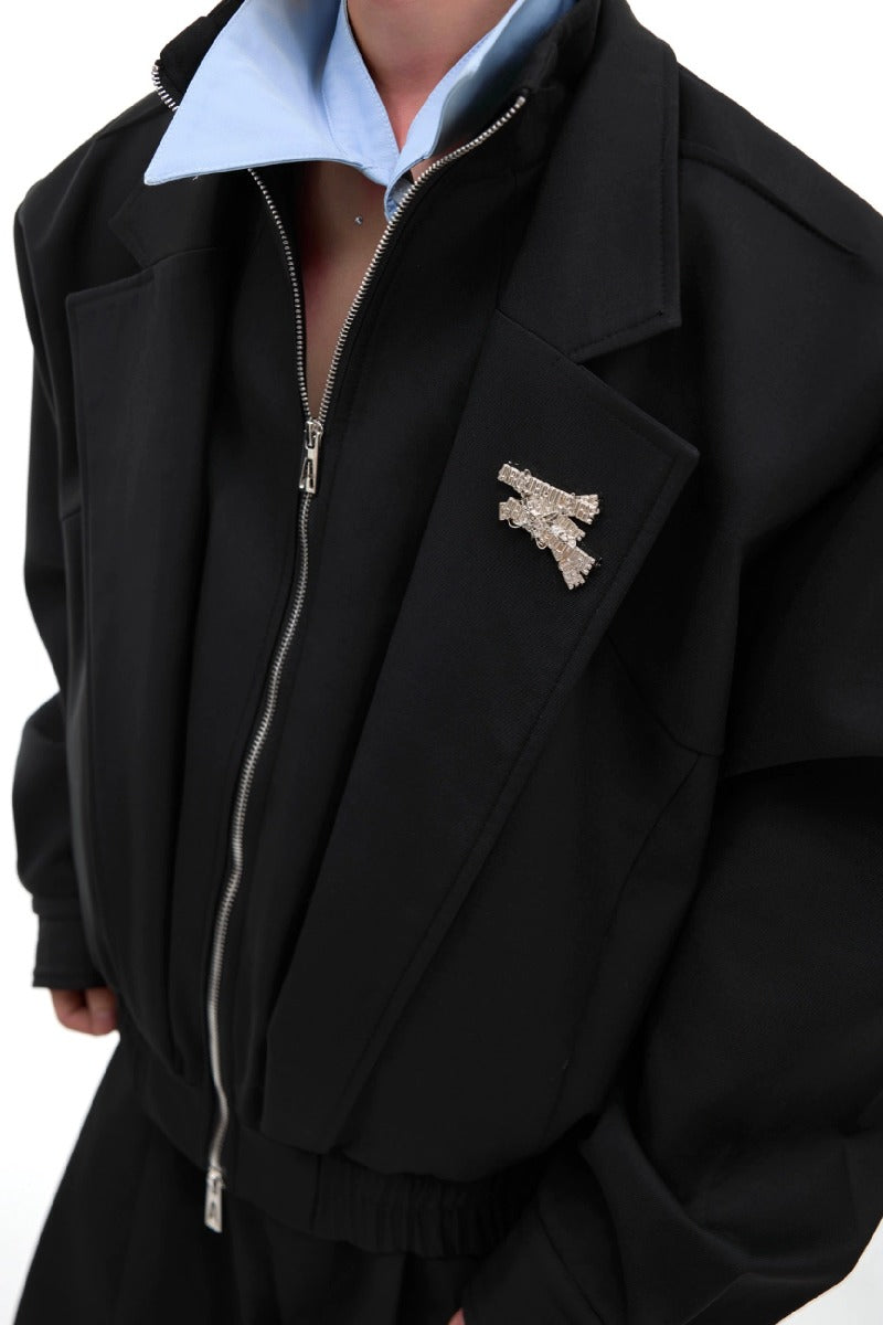 Doppellagige, wattierte Jacke mit Kragen