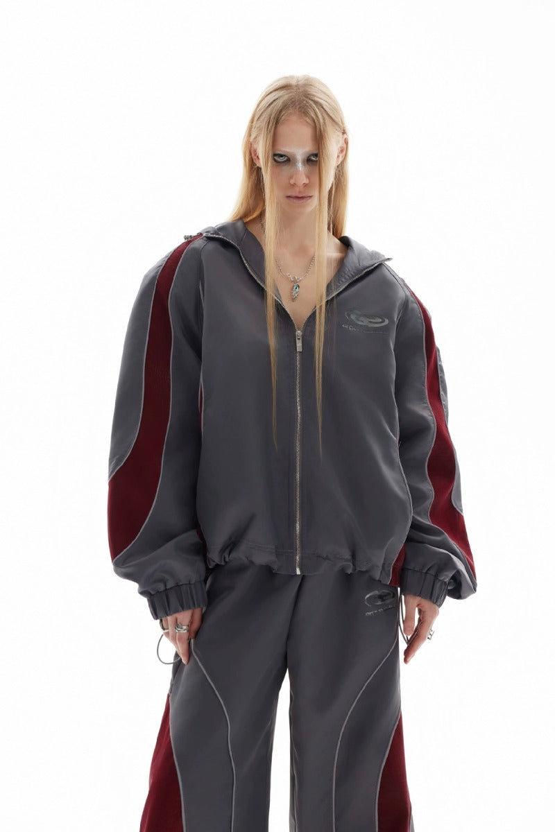 Glänzende, reflektierende Colorblock-Trainingsjacke