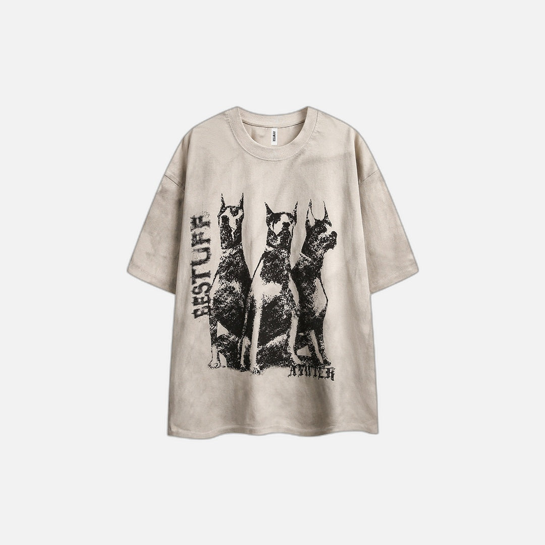 Vintage Dobermann Print Casual T-Shirt