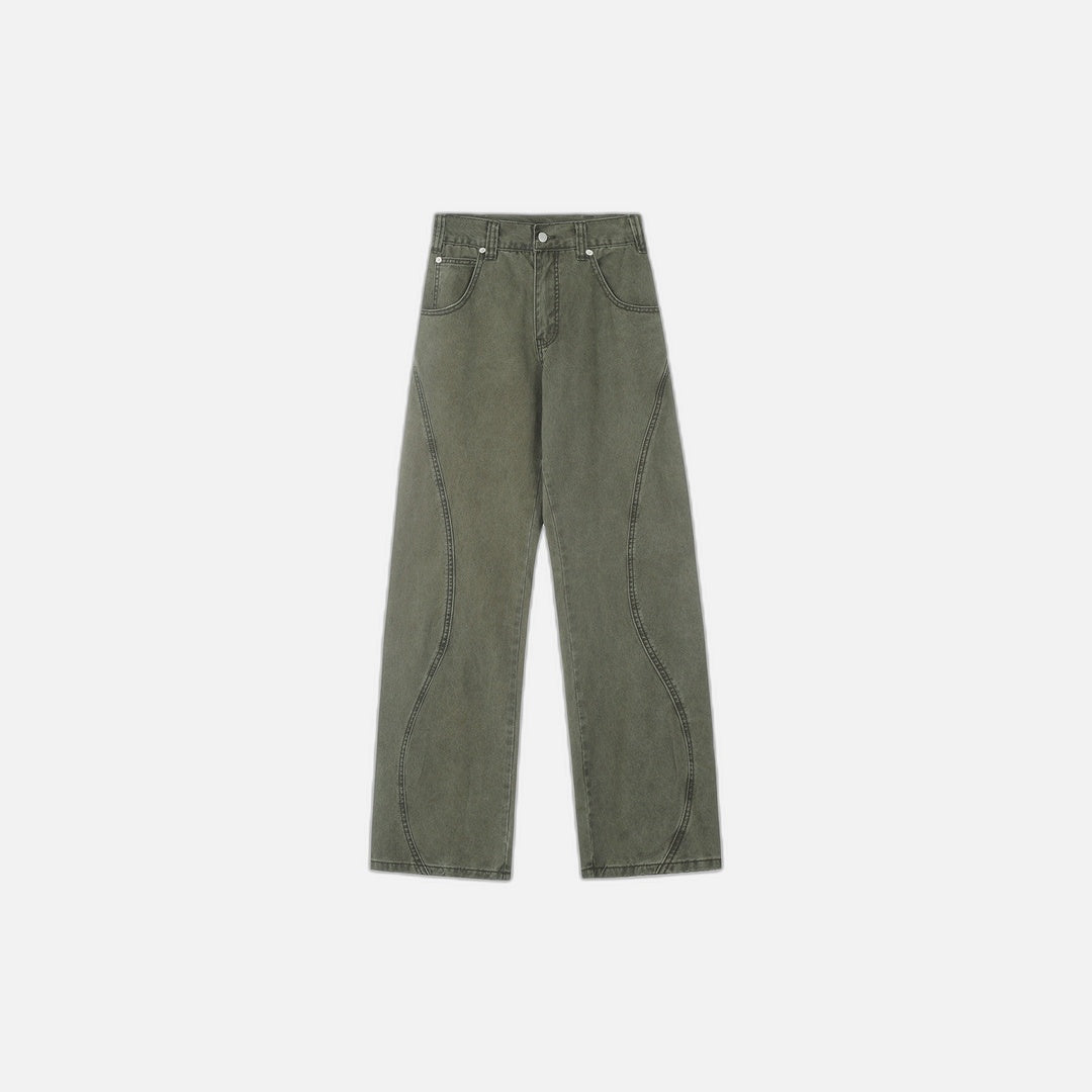 Vintage Wash Straight Leg Jeans
