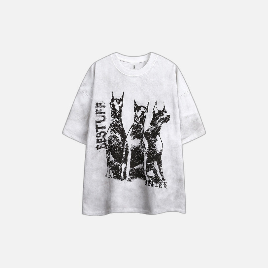 Vintage Dobermann Print Casual T-Shirt