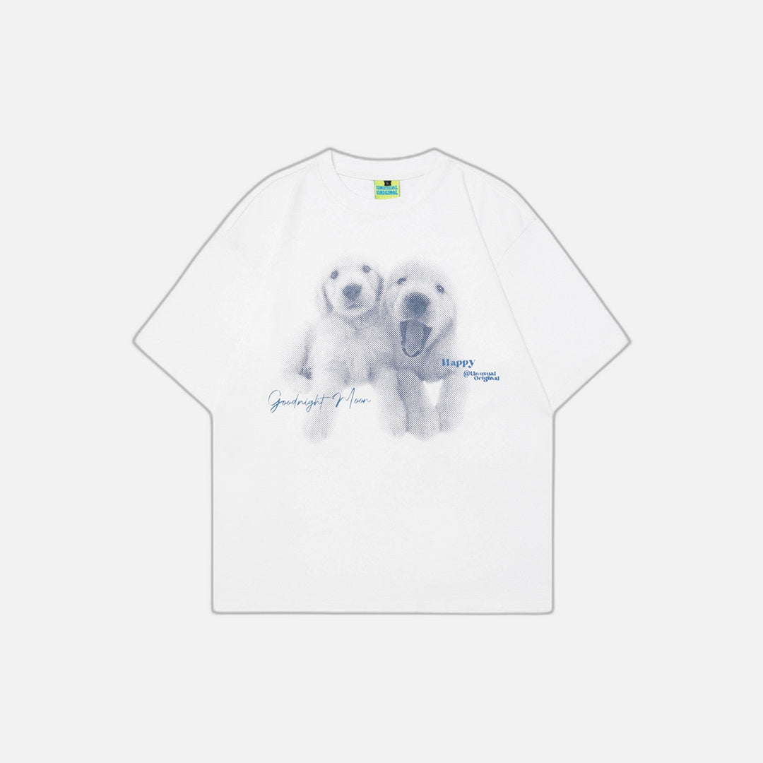T-shirt rond à imprimé chien et drapeau américain
