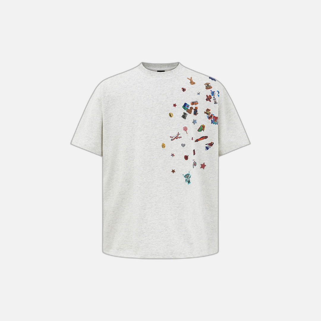 Casual Loose Fit Cartoon Print T-Shirt