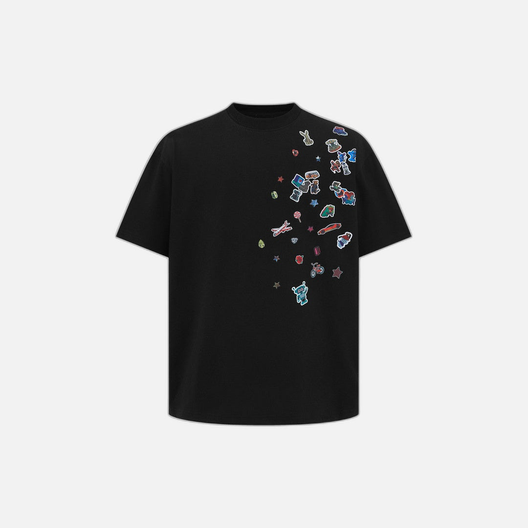 Casual Loose Fit Cartoon Print T-Shirt