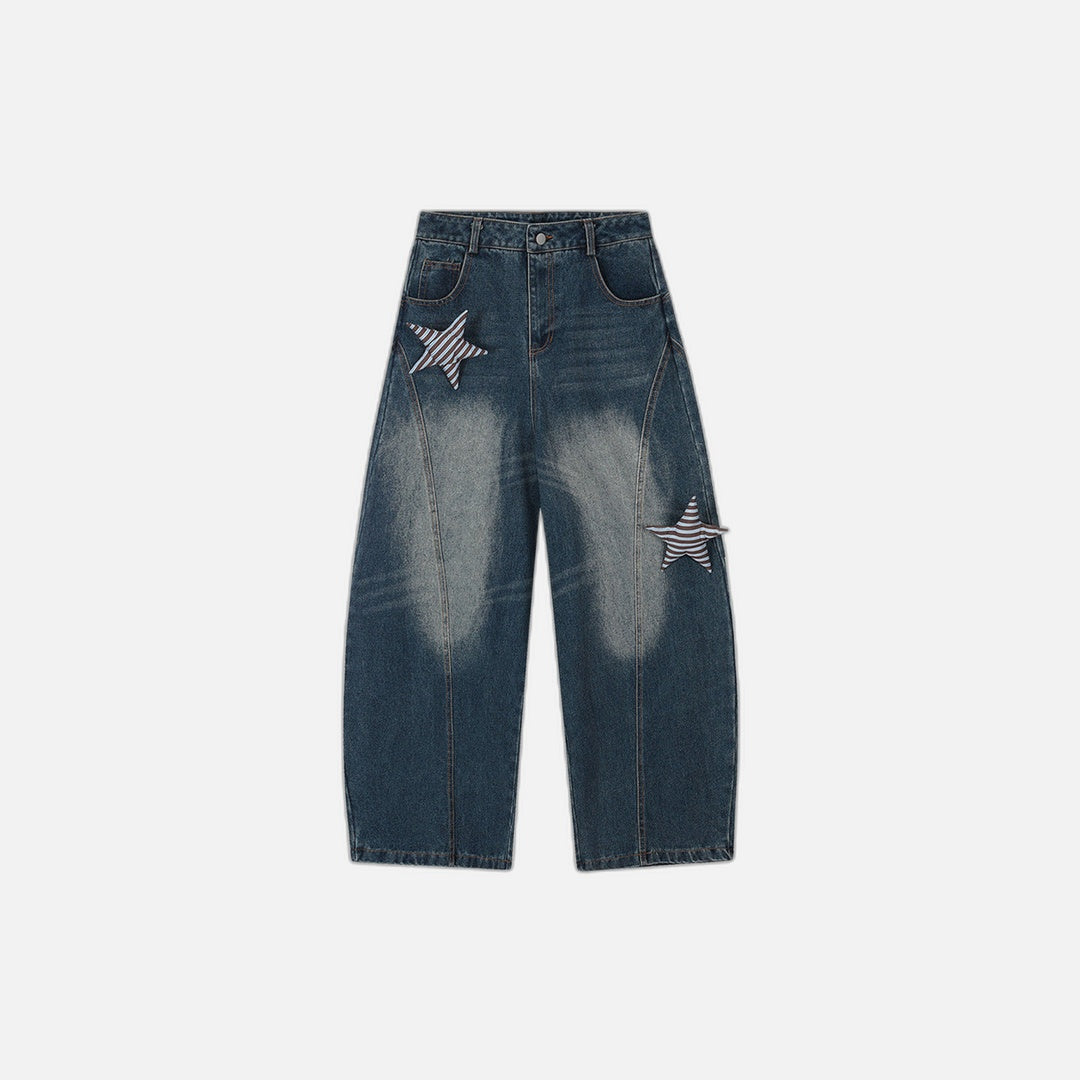 Trendige Jeans mit dekorativem Stern und Machete