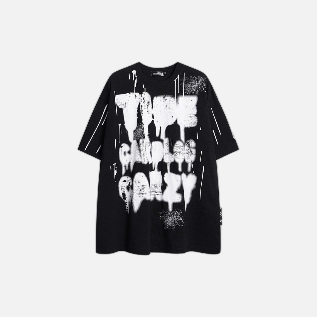 Ink Splash Hip Hop Letter T-Shirt