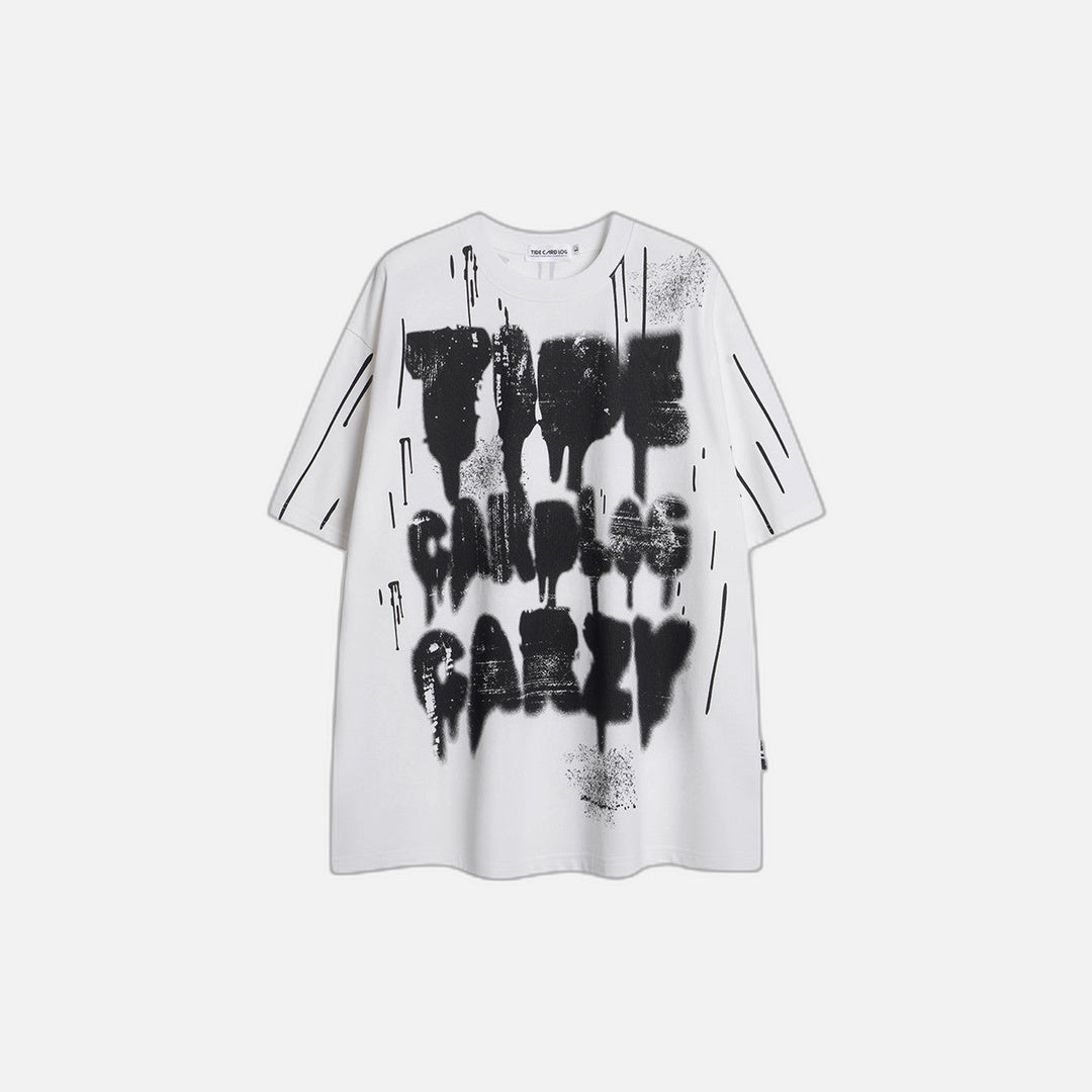Ink Splash Hip Hop Letter T-Shirt