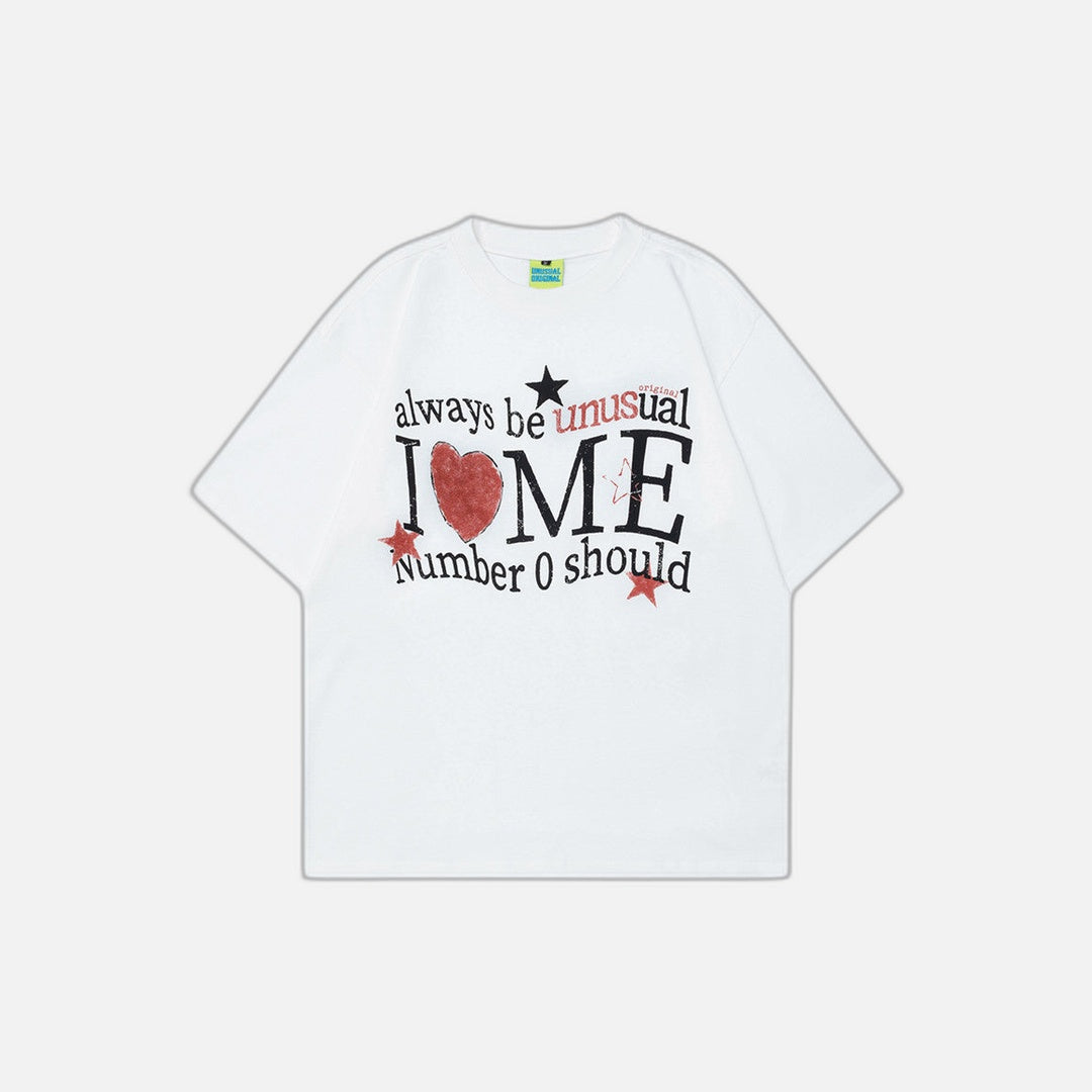 T-Shirt mit Liebesbrief-Print im amerikanischen Stil