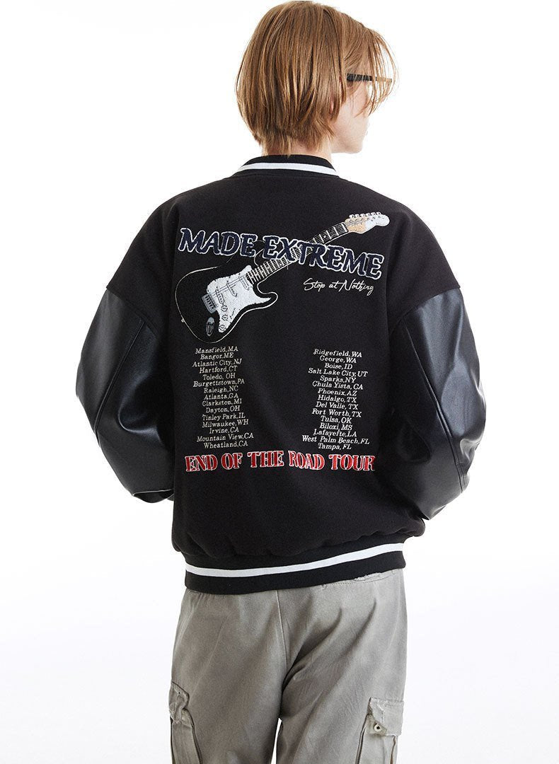 Gitarren-Retro-Collegejacke