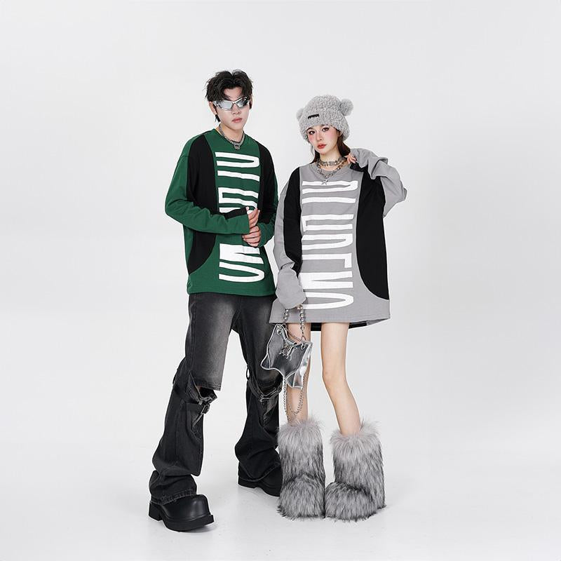 Patchwork-Sweatshirt mit großem Buchstabenprint