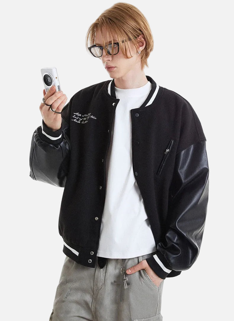 Gitarren-Retro-Collegejacke