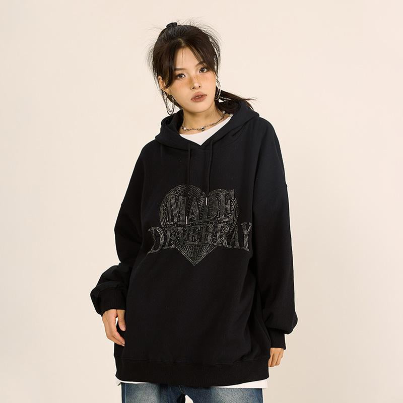 Hoodie mit herzförmigem Buchstabenaufdruck