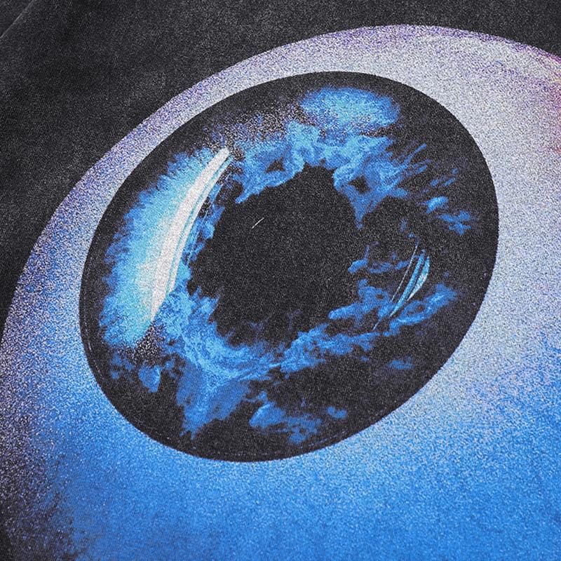 T-Shirt mit verwaschenem Grafik-Augenmuster